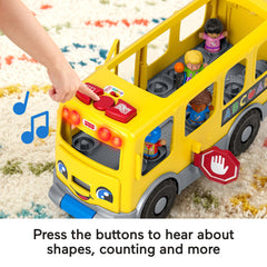 Fisher-Price Little People Big Yellow School Bus Pull-Along Toddler Learning Toy, Multilanguage Version