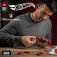 Mattel Brick Shop Hot Wheels Maserati MC20 Building Toy Kit (250 Pieces), for Collectors