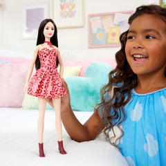 Barbie Fashionistas Doll #246 With Pink Leopard Print Dress, Black Hair