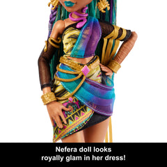 Monster High Nefera De Nile Doll With Pet Scarab Lavish And 7 Accessories Like Purse And Snacks