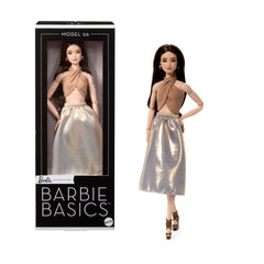 Barbie Basics Collectible Doll, Model 06 With Brunette Hair in Shimmery Golden Skirt & Halter