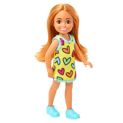 Barbie Chelsea Doll, Wearing Removable Heart-Print Dress With Brunette Hair & Brown Eyes