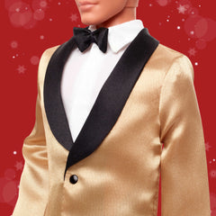 Barbie Signature 2025 Holiday Blonde Ken Collectible Fashion Doll Wearing Full Suit With Golden Jacket