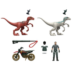 Jurassic World Reimagined Motorcycle, Owen Grady & Raptors & Tools Retro Pack, Fallen Kingdom Toy