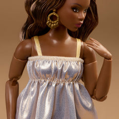 Barbie-Barbie Basics Modèle 09-Poupée Brune Avec Robe Dorée