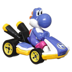 Hot Wheels Mario Kart Vehículo de Juguete Yoshi Estándar Kart Azul Obscuro