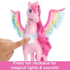 Barbie A Touch Of Magic Pink Pegasus With Puppy, Winged Horse Toys With Lights And Sounds
