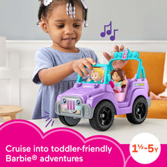 Little People Barbie Toy Car With Music Sounds And 2 Figures, Beach Cruiser, Toddler Toys