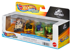 Hot Wheels Racerverse Coffret de 4Véhicules Métal Jurassic World