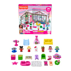 Fisher-Price Little People Barbie Advent Calendar Playset, Christmas Gift For Toddlers, 24 Toys