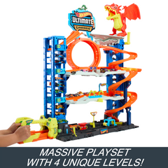 Hot Wheels City Ultimate Garage Playset From “Let's Race” With 2 Toy Cars & Storage For 50+ Cars