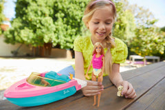Barbie Boat With Puppy And Accessories, Fits 3 Dolls, Floats in Water, 3 To 7 Year Olds