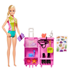 Barbie-Coffret Barbie Plongeuse, Poupée et Plus de 10 Accessoires