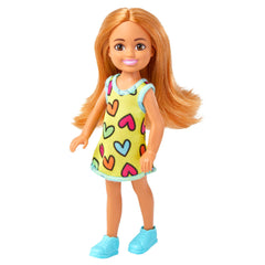 Barbie Chelsea Doll, Wearing Removable Heart-Print Dress With Brunette Hair & Brown Eyes