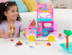 Barbie Chelsea 2-in-1 Camper Playset With Chelsea Small Doll, 2 Pets & 15 Accessories