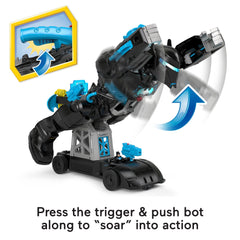 Imaginext DC Super Friends Batman Toy, 2-In-1 Robot & Playset With Lights & Sounds, Bat-Tech Batbot