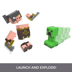 Minecraft Legends Creeper vs Piglin Bruiser Figures