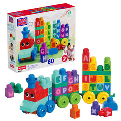 MEGA Bloks ABC Learning Train Fisher Price Building Toy Blocks (60 Pieces) For Toddler