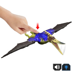 Jurassic World Wild Roar Pteranodon Dinosaur Action Figure Toy, Attack, Light & Sound, Scan Code