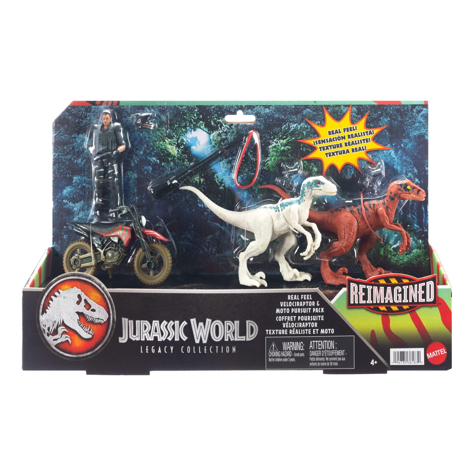 Jurassic World Reimagined Motorcycle, Owen Grady & Raptors & Tools Retro Pack, Fallen Kingdom Toy