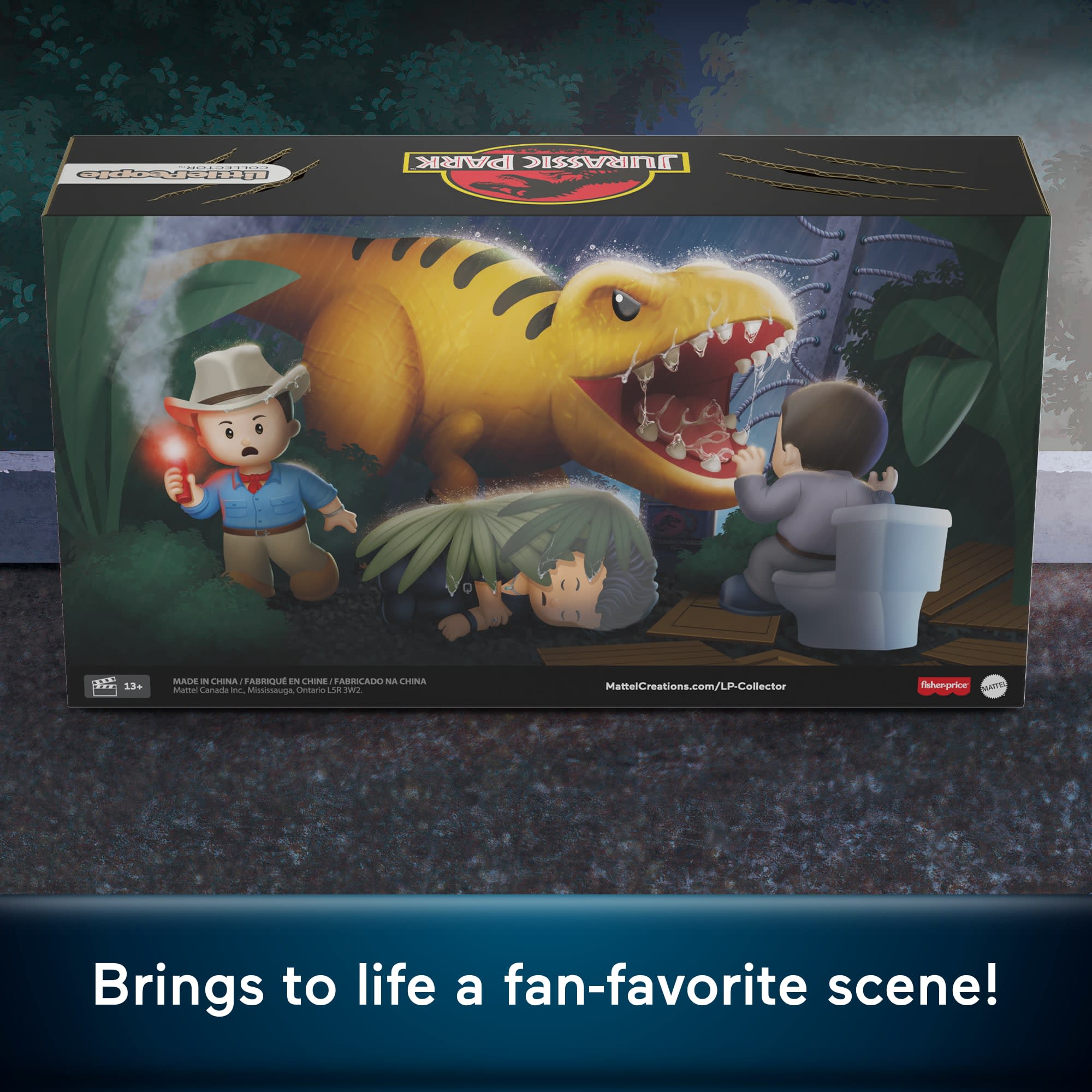 Little People Collector Jurassic Park Special Edition Set With Dinosaur For Movie Fans, 3 Figures