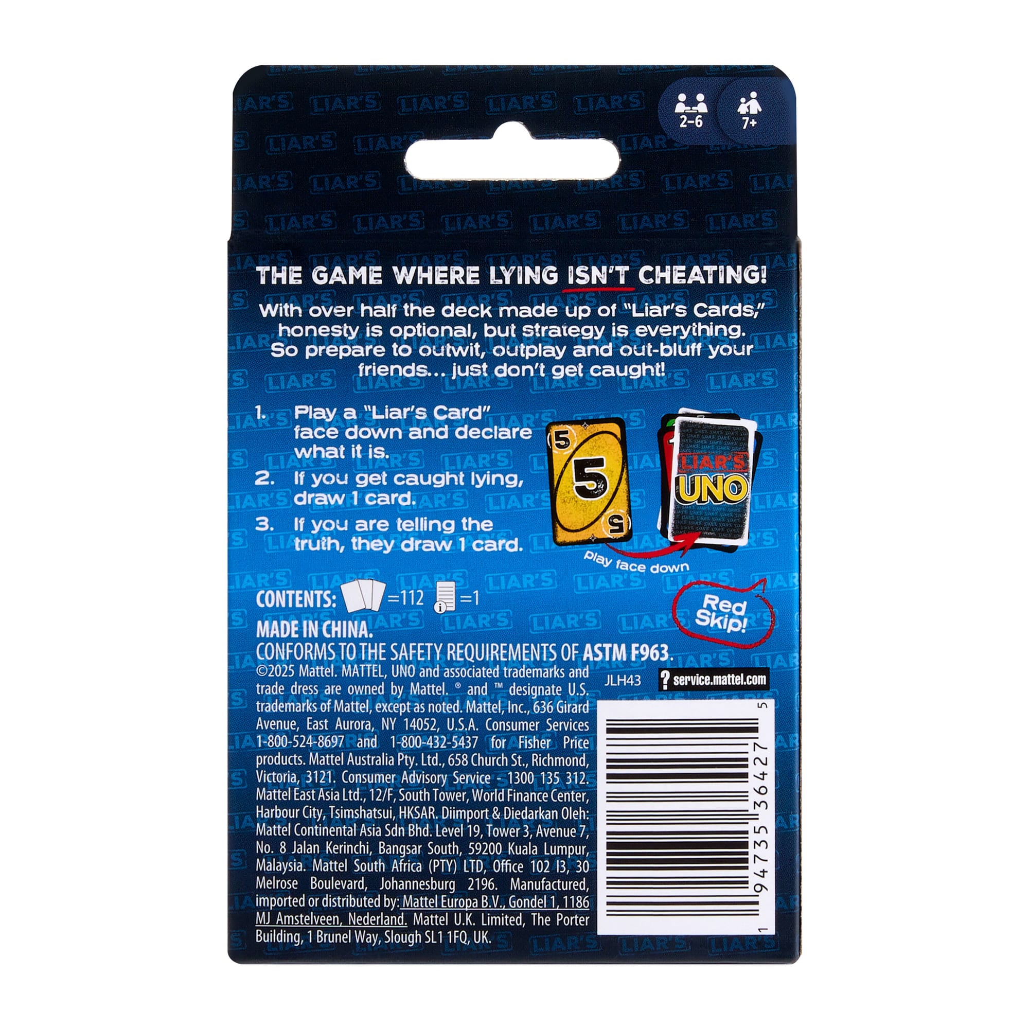 UNO Juego de Cartas Liars