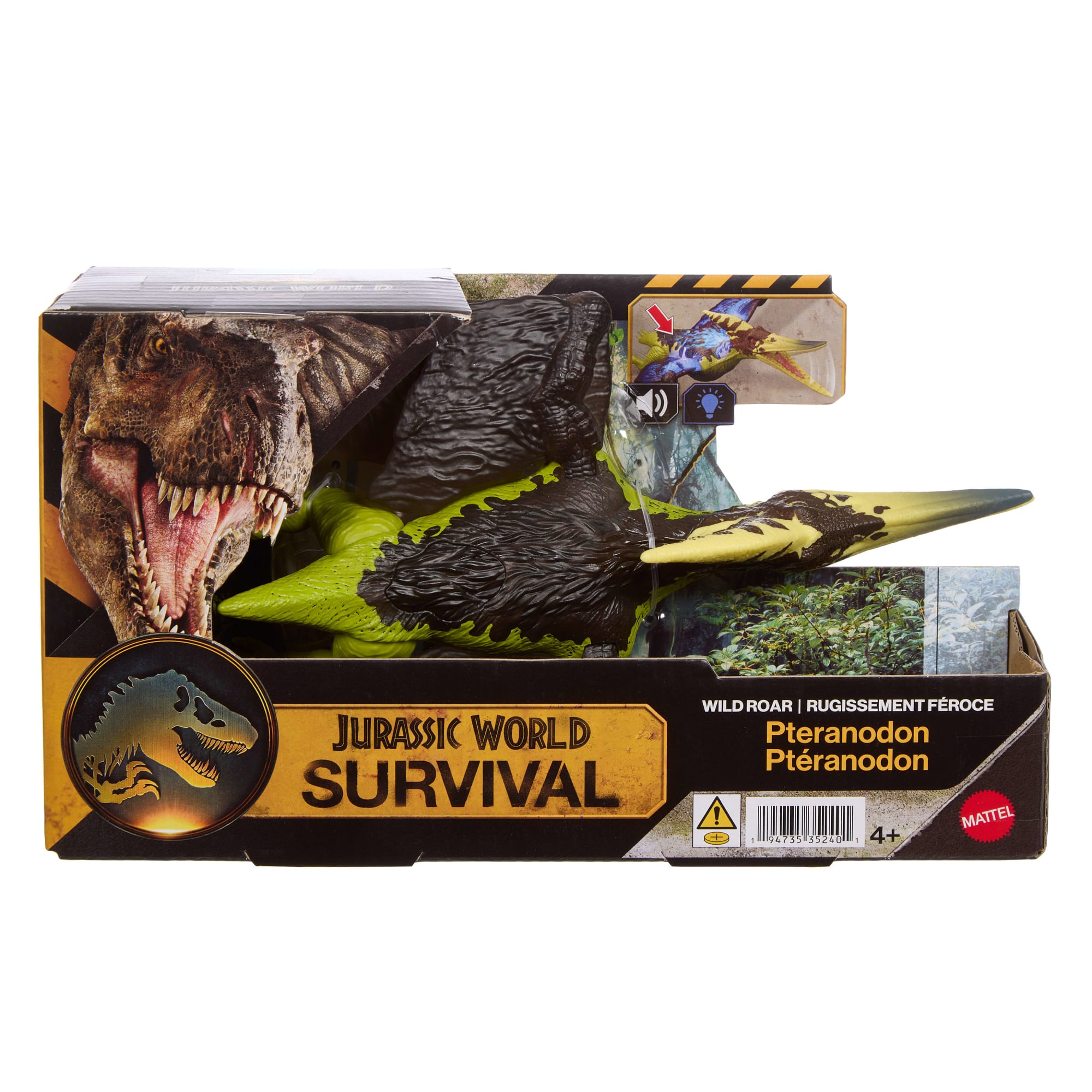 Jurassic World Wild Roar Pteranodon Dinosaur Action Figure Toy, Attack, Light & Sound, Scan Code