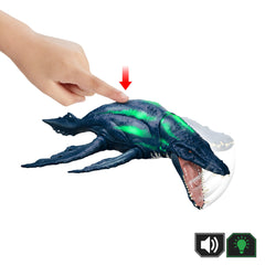 Jurassic World Wild Roar Brachauchenius Dinosaur Action Figure Toy, Attack, Light & Sound, Scan Code