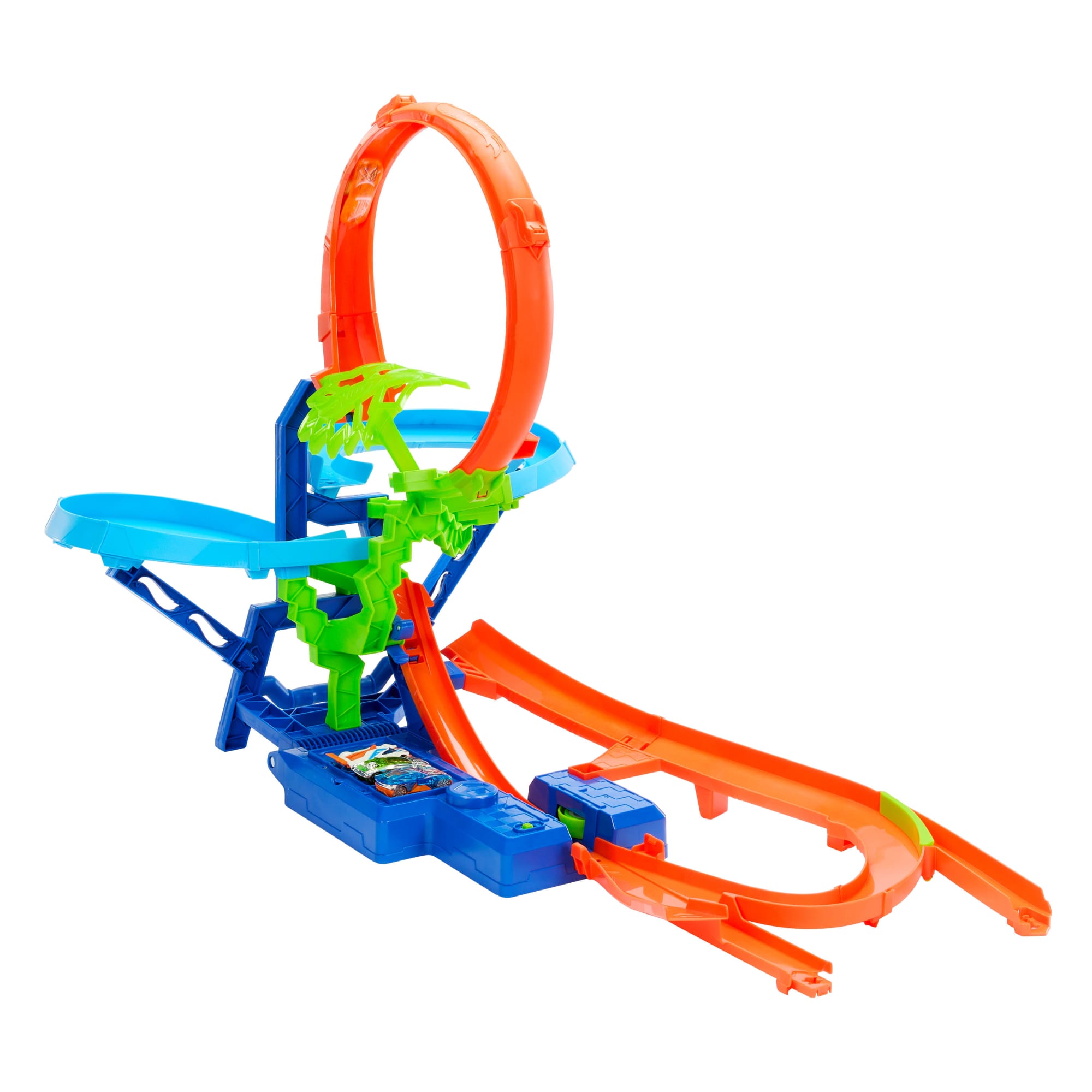 Hot Wheels Stunt Tracks Mid-AIr Crash Playset With 1:64 Scale Die-Cast Toy Car & Motorized Booster
