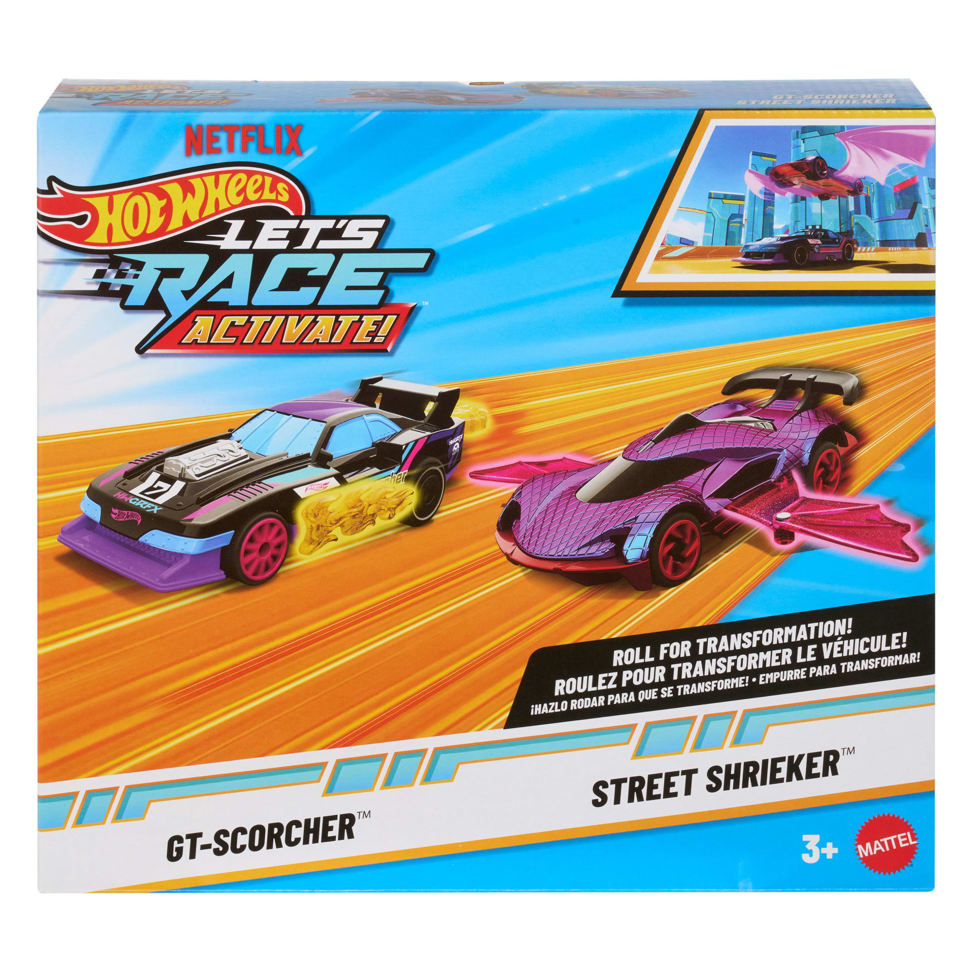 Hot Wheels Let's Race Activate! 2-Pack, Gt-Scorcher & Street Shrieker Toy Cars With Surprise Reveal