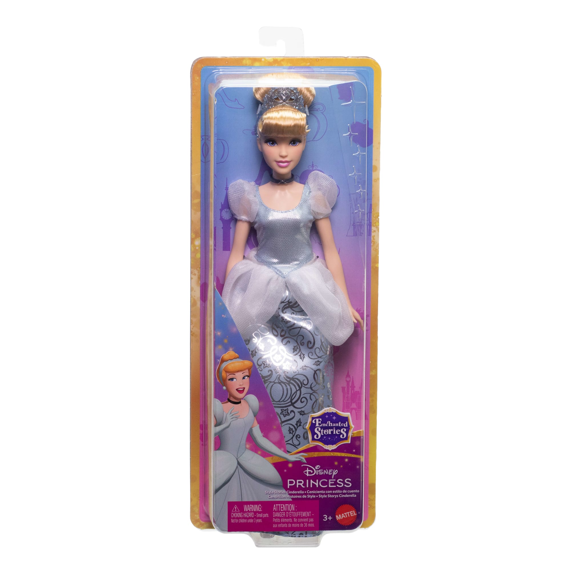Disney Princess Enchanted Stories Cinderella Fashion Doll With Sparkling Dress & Accessories, Posable