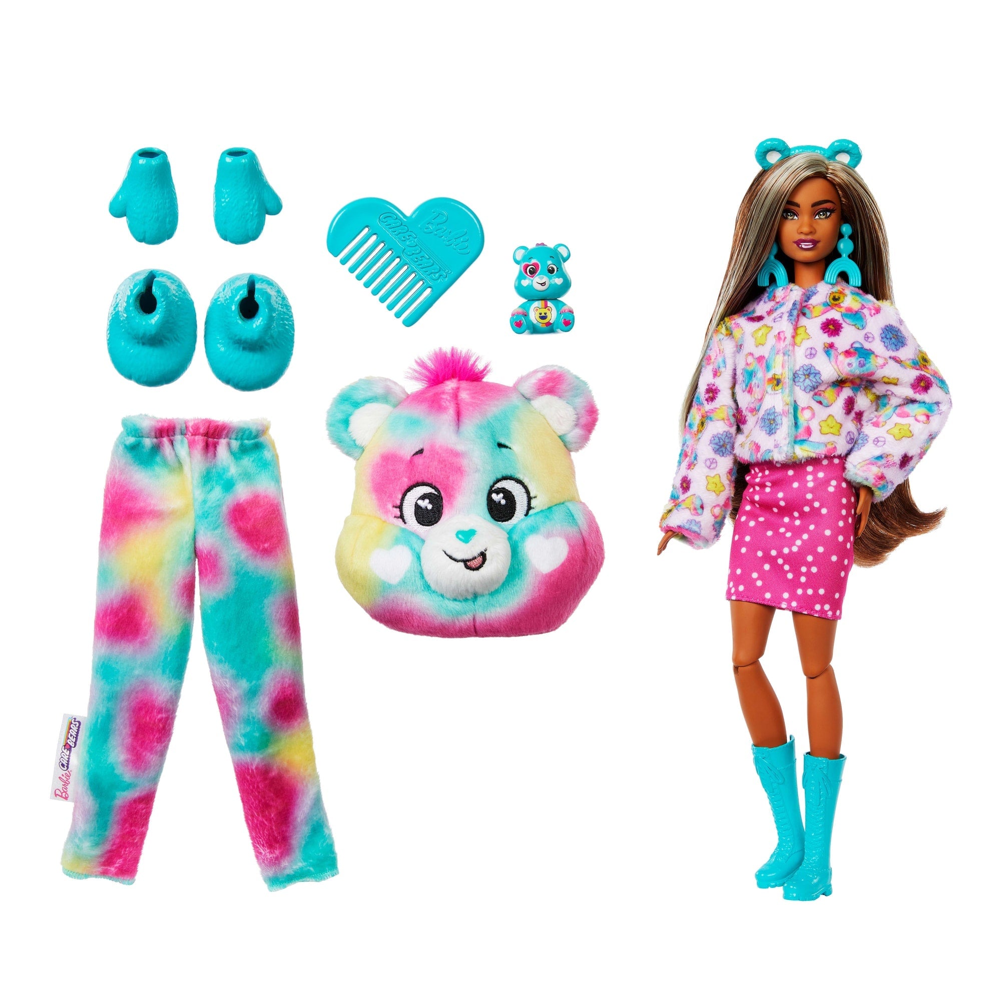 Barbie Cutie Reveal Care Bears Doll & Accessories, Series 2 Good Vibes Bear With 10 Surprises