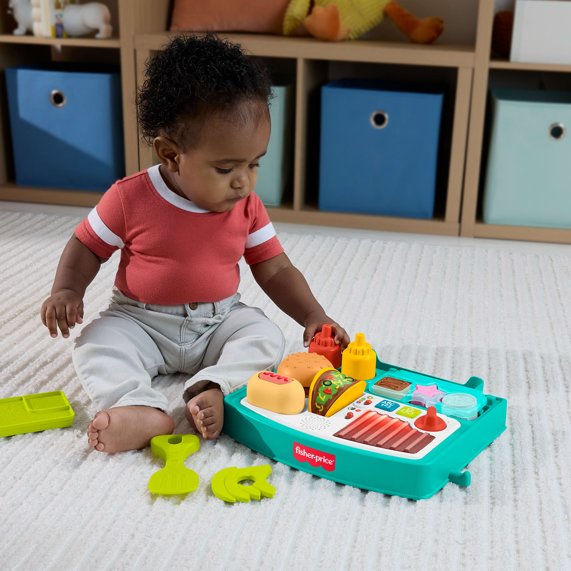 Fisher-Price Aprender e Brincar Andador para Bebês Carro de Snacks 4 em 1