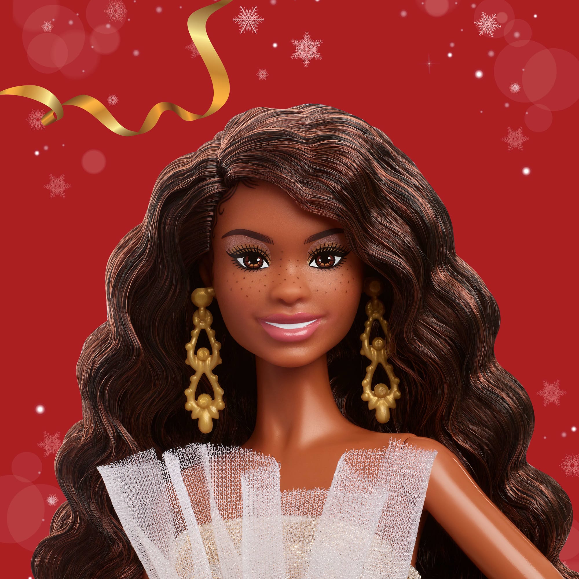 Barbie Signature 2025 Holiday Barbie Fashion Doll, Seasonal Collector, Black Hair With Silver & Gold Gown
