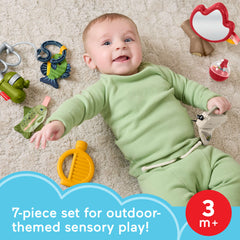 Fisher-Price Mini Me Moments Camp & Crinkle Gift Set, 7-Piece Fishing & Hiking Baby Activity Toys