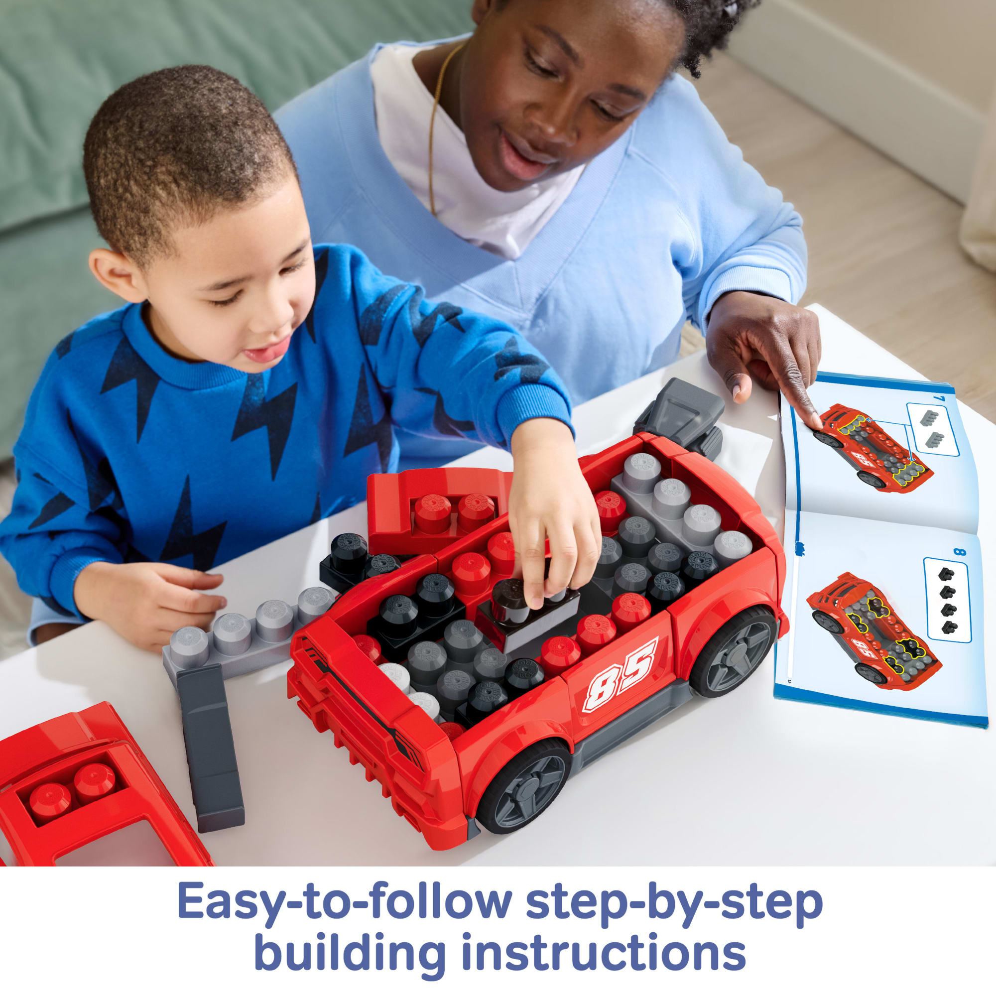 MEGA BLOKS Build & Go Race Car Block Toy With Rolling Wheels (26 Pieces) For Kids