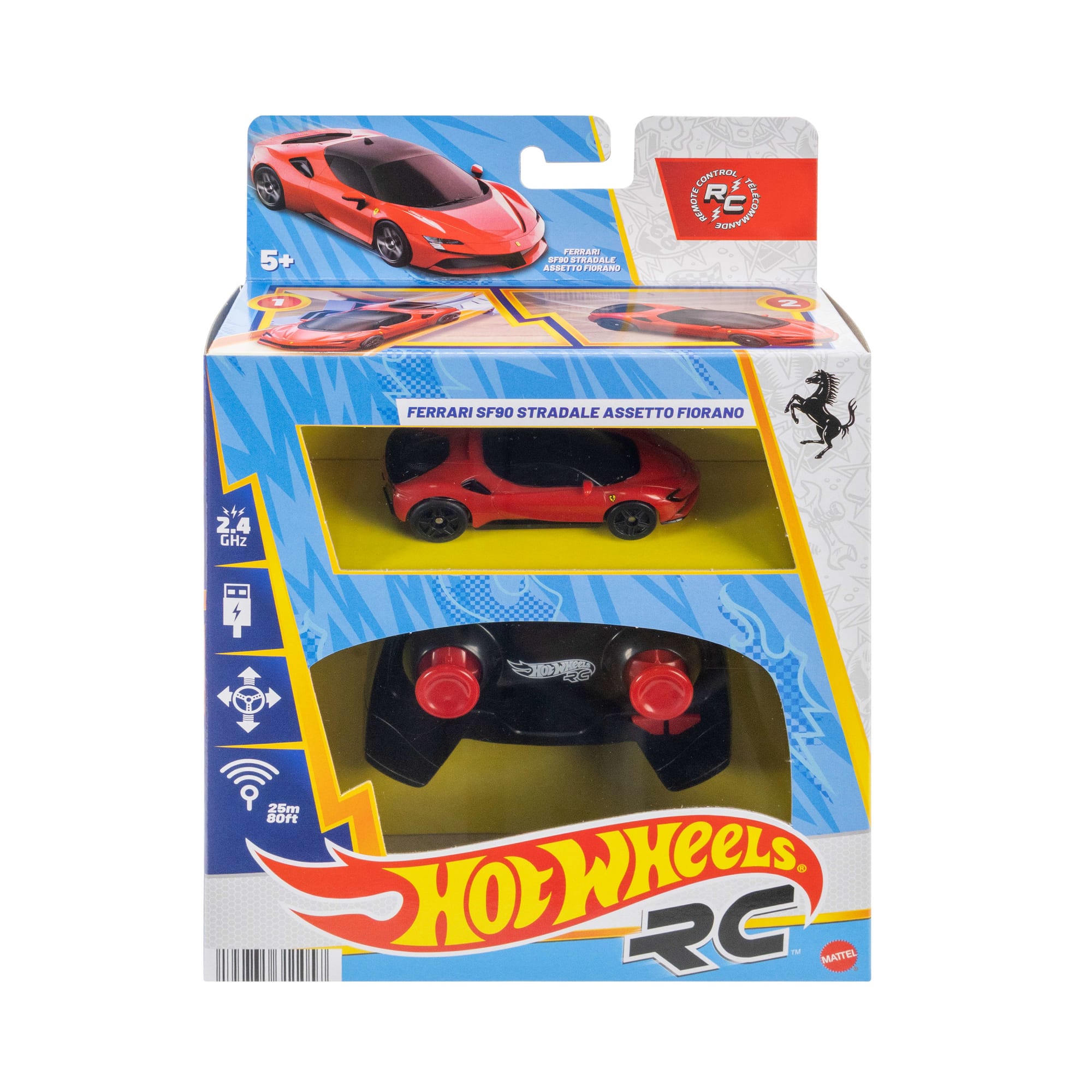 Hot Wheels RC 1:64 Ferrari Sf90 Stradale Assetto Fiorano Battery-Powered Remote-Control Car