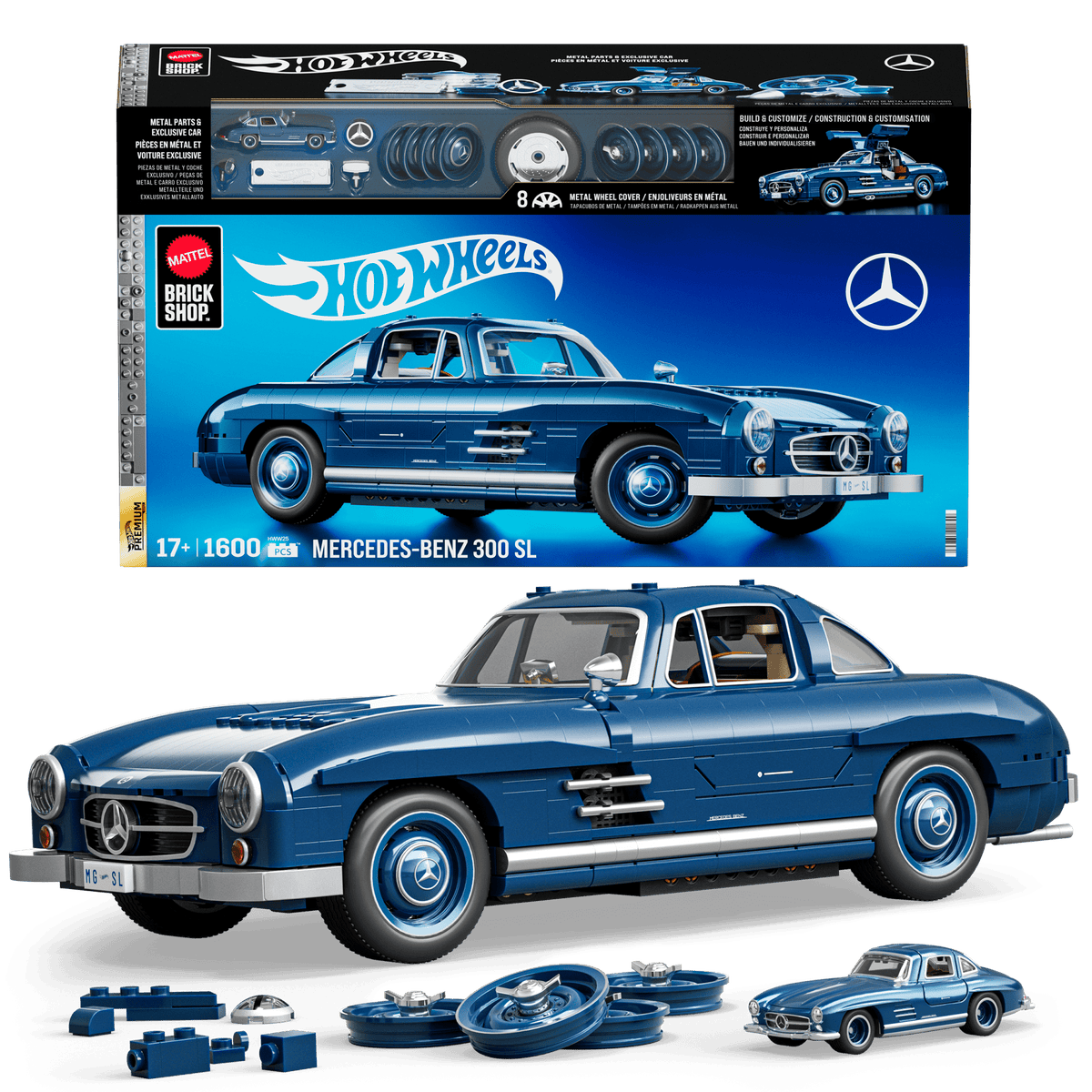 Mattel Brick Shop Hot Wheels Juguete de Construcción Premium Mercedes Benz 300 SL