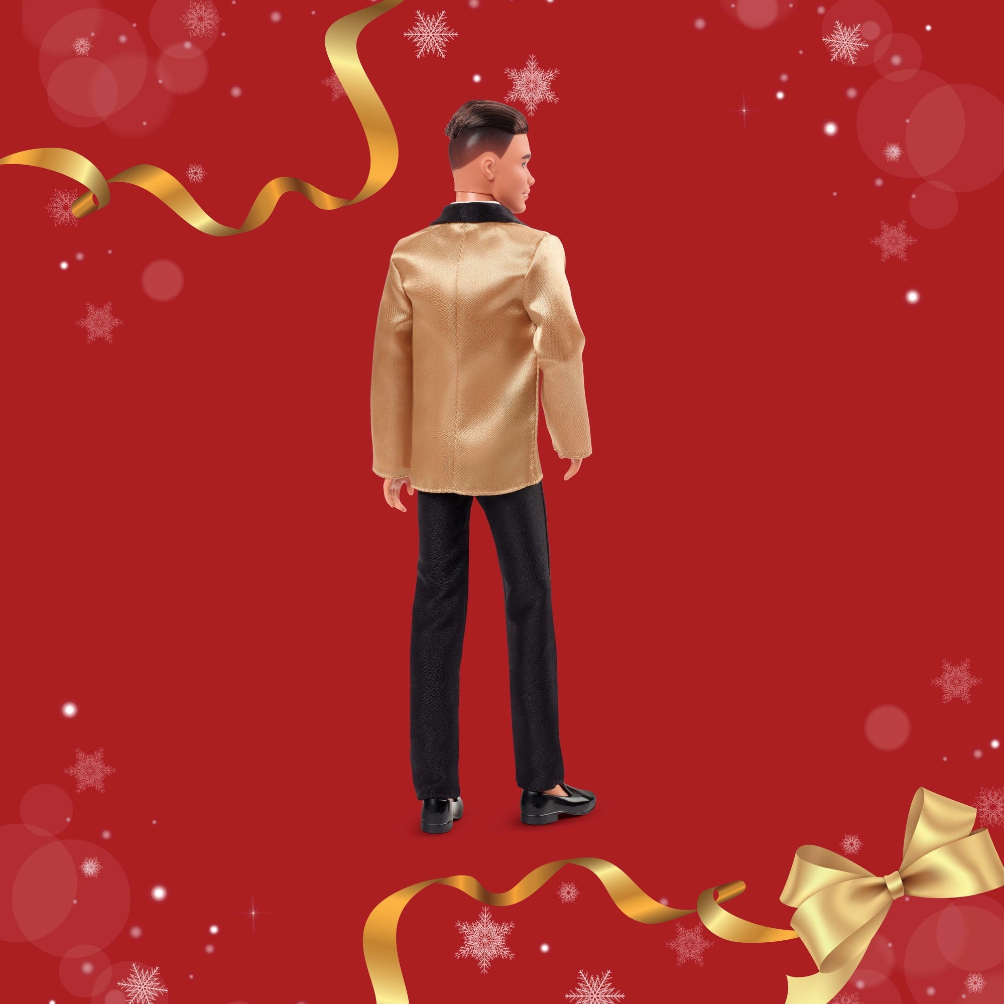 Barbie Signature 2025 Holiday Blonde Ken Collectible Fashion Doll Wearing Full Suit With Golden Jacket