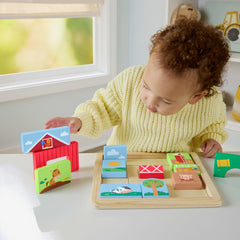 Casse-Tête en Bois à Thématique de Ferme Fisher-Price Pour Tout-Petits et enfants, 14 Pièces en Bois