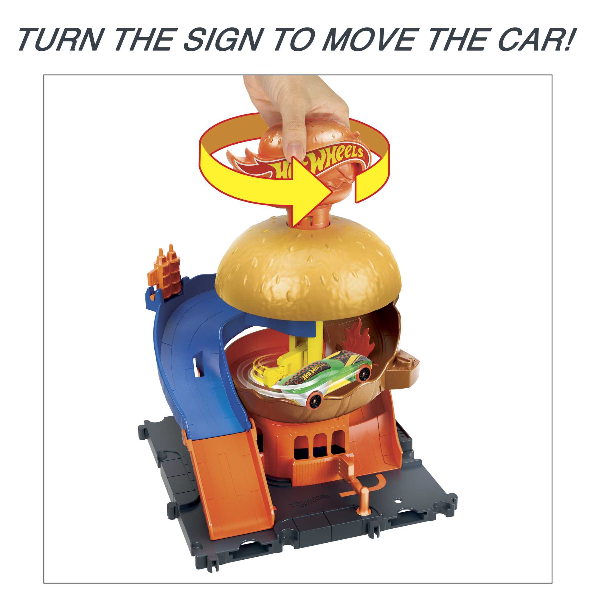Hot Wheels City Burger Drive-Thru Playset, With 1 Toy Car
