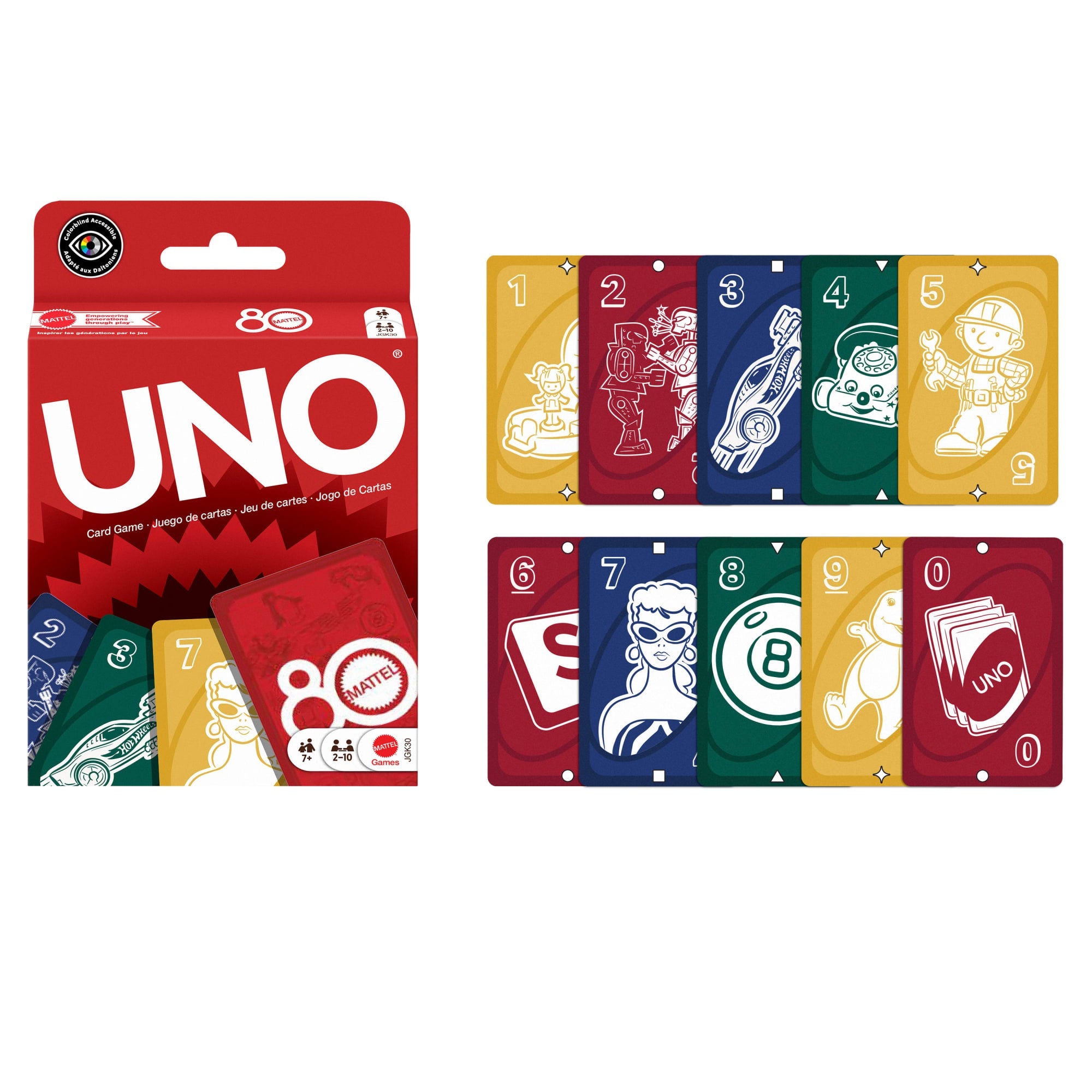 UNO Mattel 80th Ruby Red Card Game For Kids & Family Night