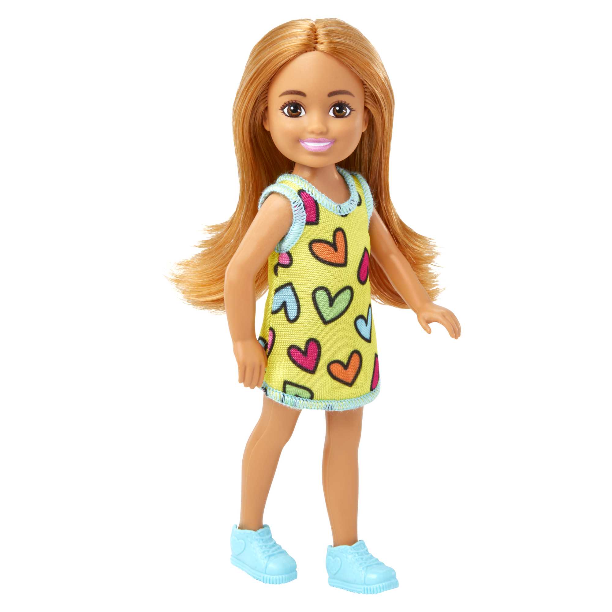 Barbie Chelsea Doll, Wearing Removable Heart-Print Dress With Brunette Hair & Brown Eyes