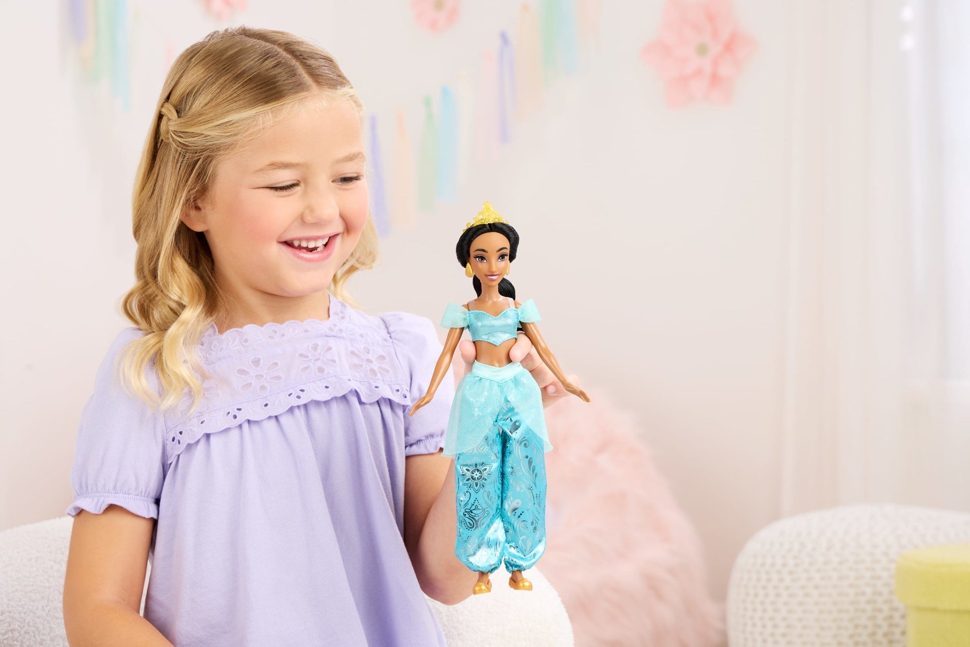 Disney Princess Enchanted Stories Jasmine Fashion Doll With Sparkling Outfit & Accessories, Posable
