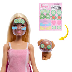 Barbie Face Mask Toy Playset & Doll With 10+ Spa Accessories including 3 Powder Packs To Make Dough Masks