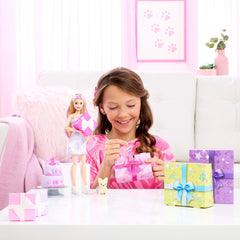 Barbie Party Unboxed Pet Birthday Series Doll & Accessories With 10 Surprises
