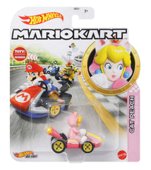 Hot Wheels Mario Kart Vehículo de Juguete Cat Peach Standard Kart