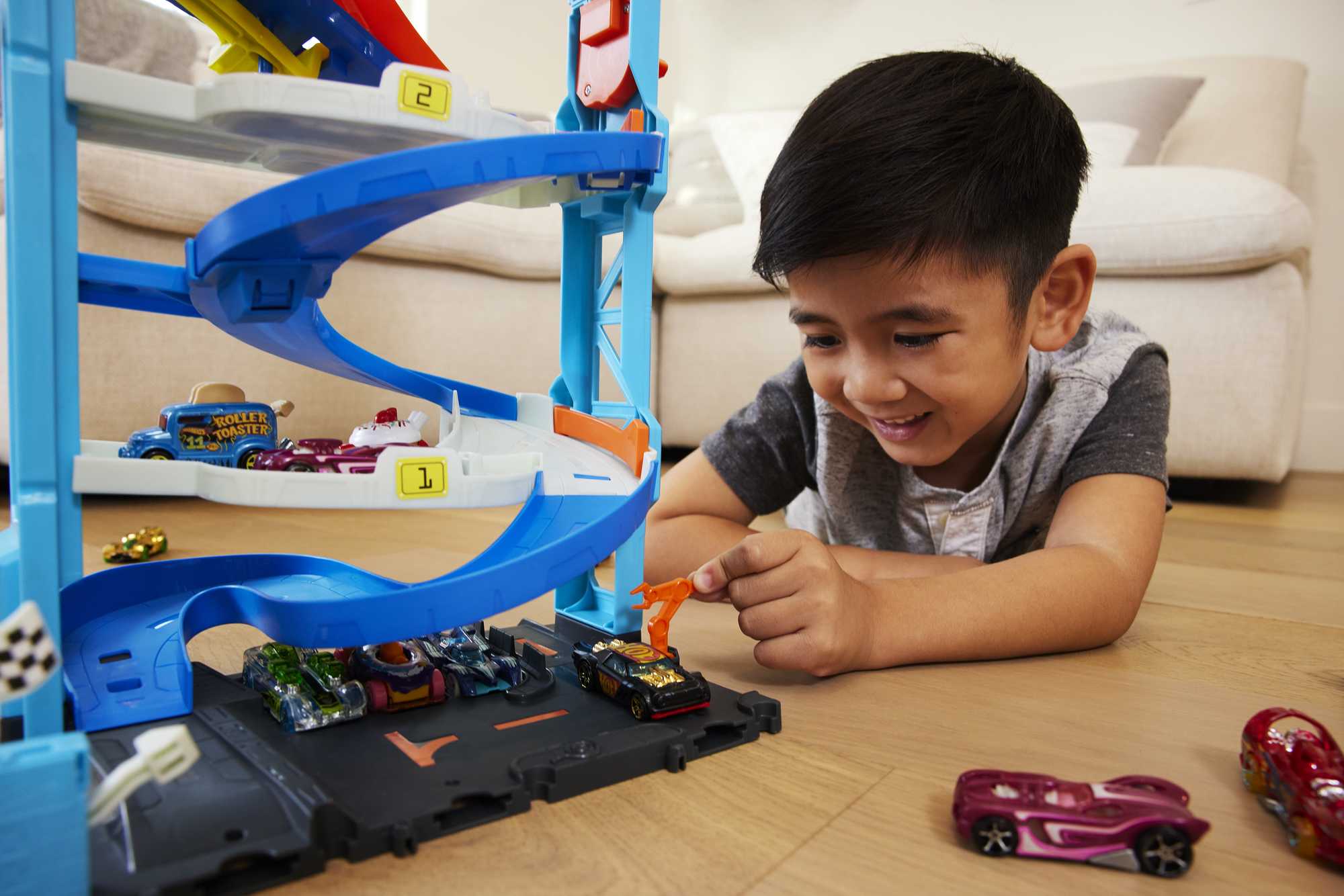 Hot Wheels City Pista de Brinquedo Torre de Corridas com Altura Dupla
