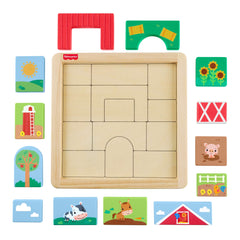 Casse-Tête en Bois à Thématique de Ferme Fisher-Price Pour Tout-Petits et enfants, 14 Pièces en Bois