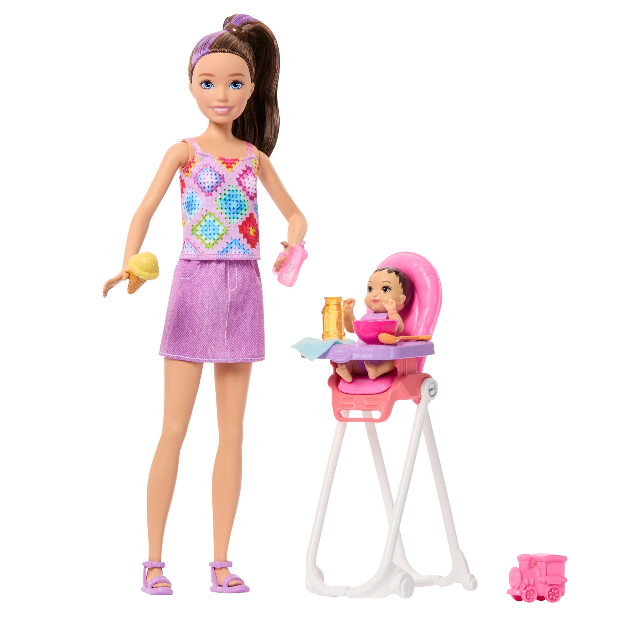 Barbie Skipper Babysitters Inc. Playset With Skipper Doll, Toddler Doll, High Chair & 8 Accessories
